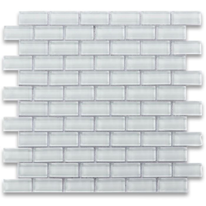 Super White Glass 1x2 Brick Mosaic Tile