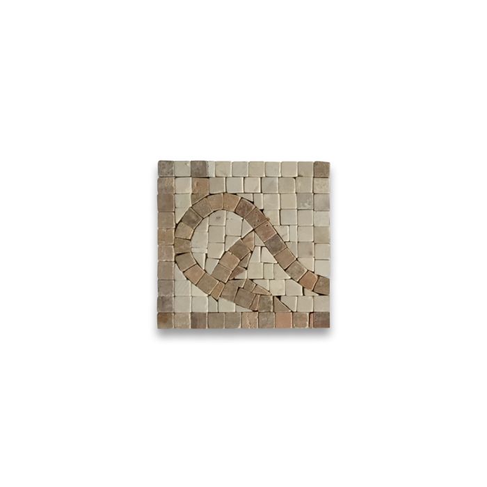 Vine Yellow 4x4 Marble Mosaic Border Corner Tile Tumbled