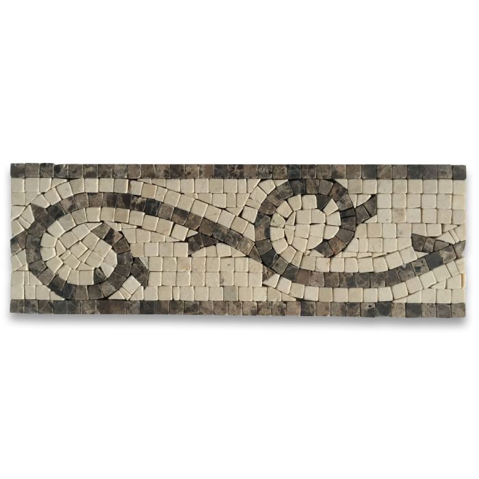 Vine Emperador 4x12 Marble Mosaic Border Listello Tile Tumbled