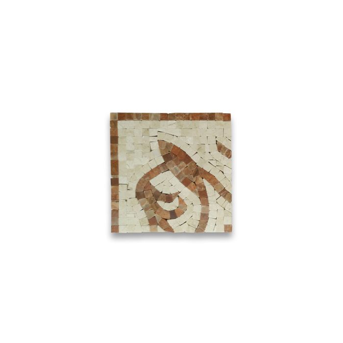 Vine Red Wooden 5.9x5.9 Marble Mosaic Border Corner Tile Polished