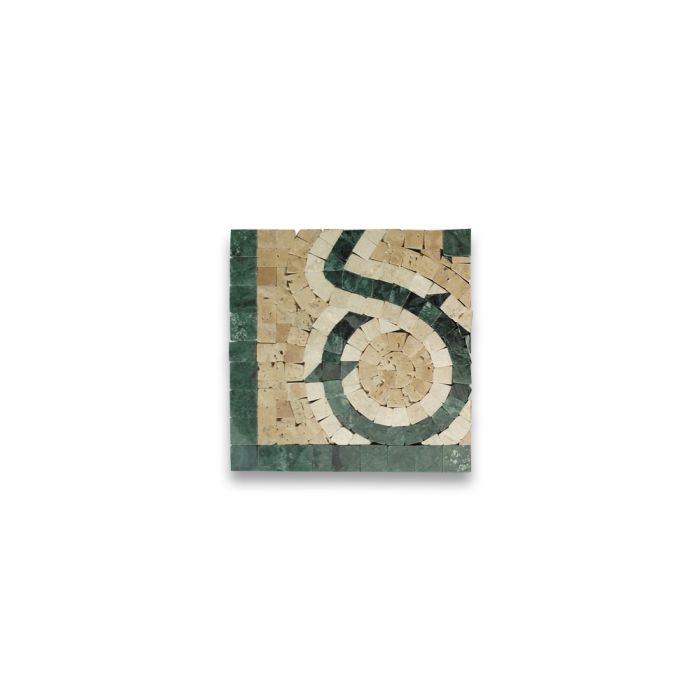 Vine Dark Green 5.1x5.1 Marble Mosaic Border Corner Tile Polished