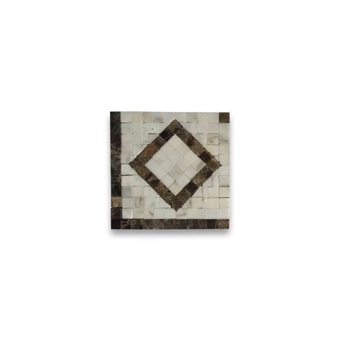 Diamond White 4.3x4.3 Marble Mosaic Border Corner Tile Polished