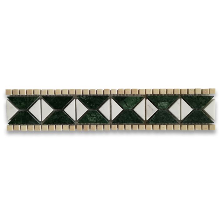 Tahitian Green 2.4x11.8 Marble Mosaic Border Listello Tile Polished