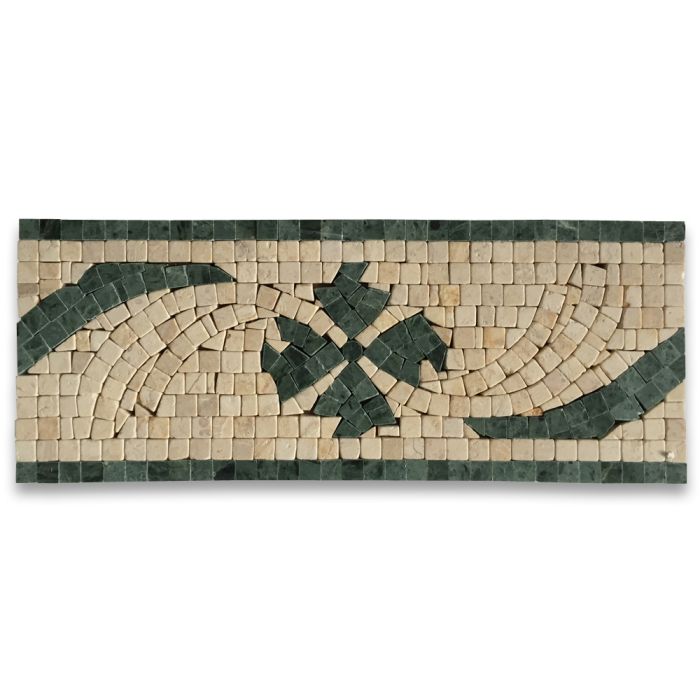 Clover Green 4.7x12 Marble Mosaic Border Listello Tile Polished Tumbled