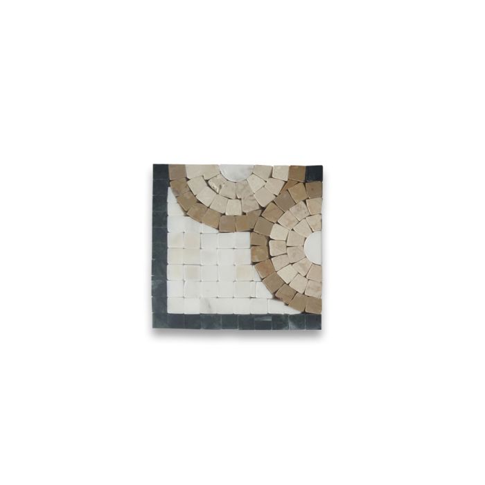 Aura Gold 4x4 Marble Mosaic Border Corner Tile Polished