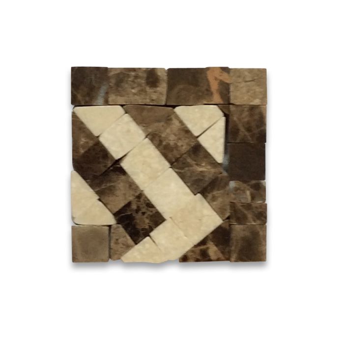 Renaissance Tan 2x2 Marble Mosaic Border Corner Tile Polished