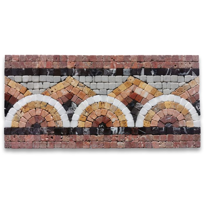 Moonstone Champagne 5.3x11 Marble Mosaic Border Listello Tile Tumbled
