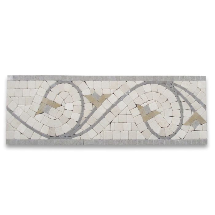 Agean Sienna 5x14.5 Marble Mosaic Border Listello Tile Tumbled