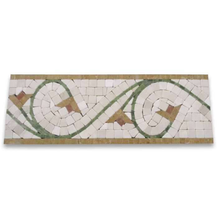 Agean Antique 5x14.5 Marble Mosaic Border Listello Tile Tumbled