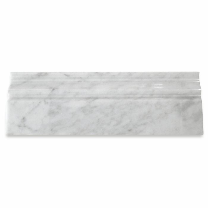 Carrara White Marble 4x12 Baseboard Crown Molding Polished