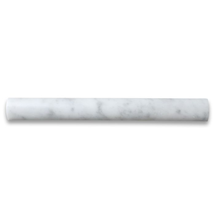 Carrara White Marble 1x12 Quarter Round Covering Edge Pencil Liner Trim Molding Honed