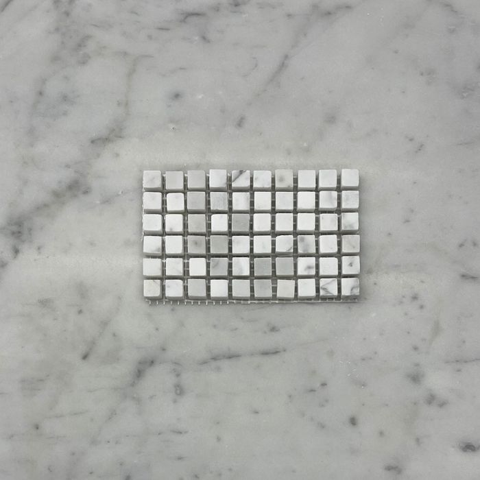 (Sample) Carrara White Marble 3/8x3/8 Square Mosaic Tile Honed