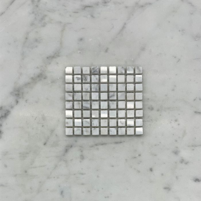 (Sample) Carrara White Marble 3/8x3/8 Square Mosaic Tile Polished