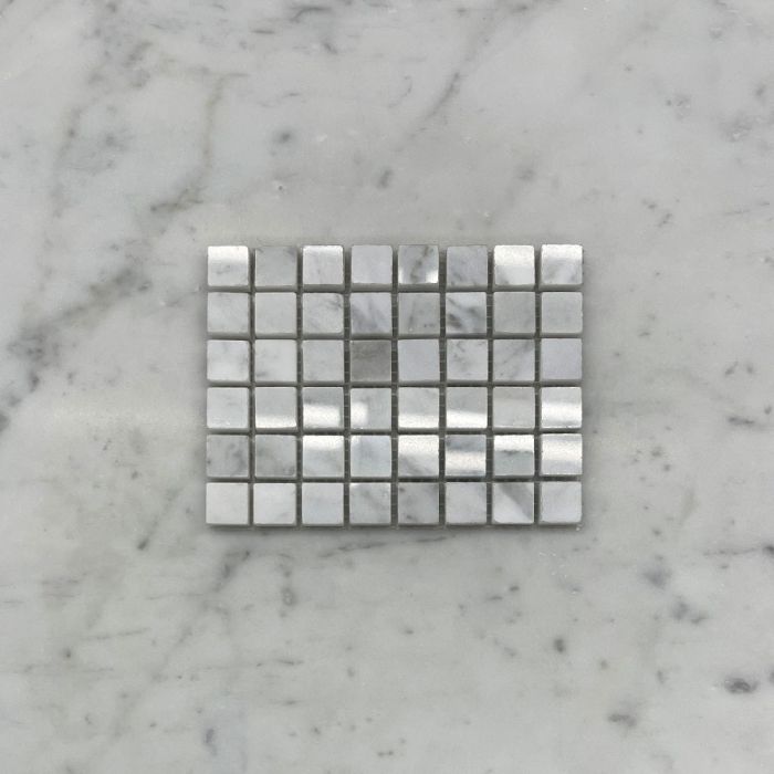 (Sample) Carrara White Marble 5/8x5/8 Square Mosaic Tile Polished