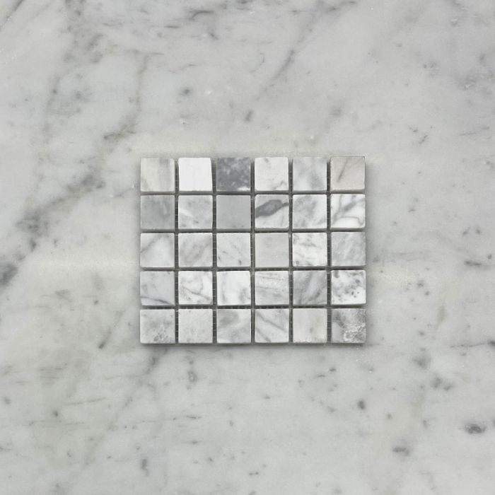 (Sample) Carrara White Marble 3/4x3/4 Square Mosaic Tile Honed