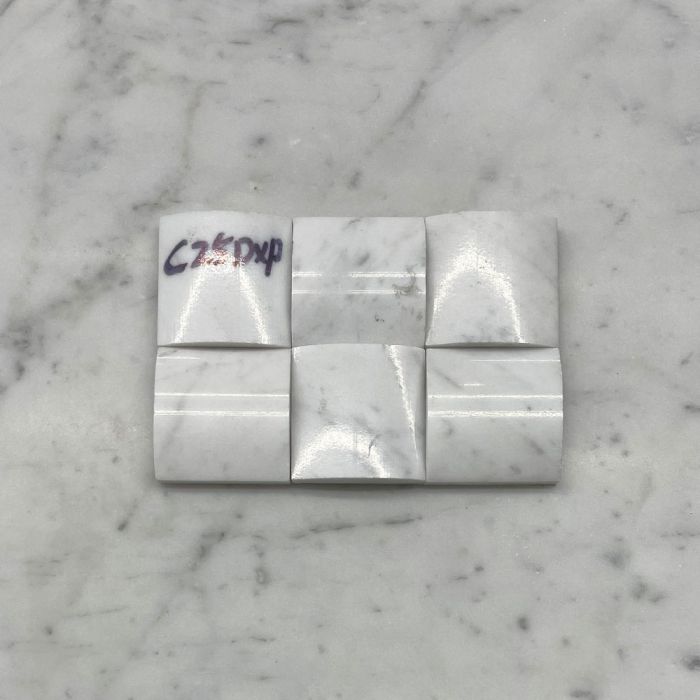 (Sample) Carrara White Marble 3D Cambered 2x2 Curved Arched Mosaic Tile Polished