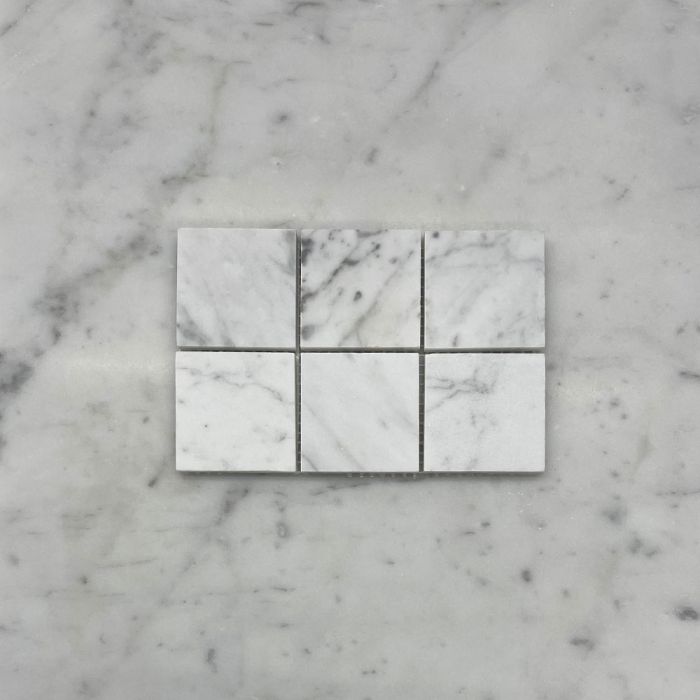 (Sample) Carrara White Marble 2x2 Square Mosaic Tile Honed