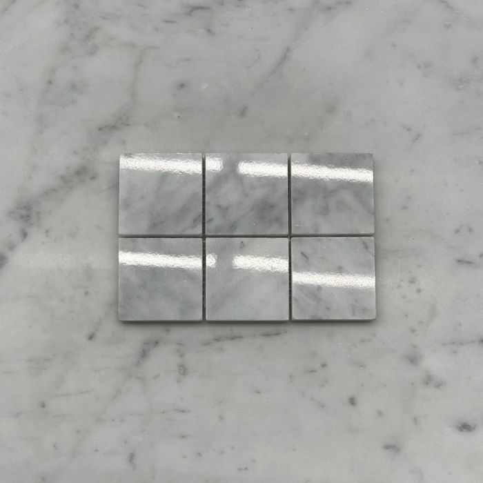 (Sample) Carrara White Marble 2x2 Square Mosaic Tile Polished