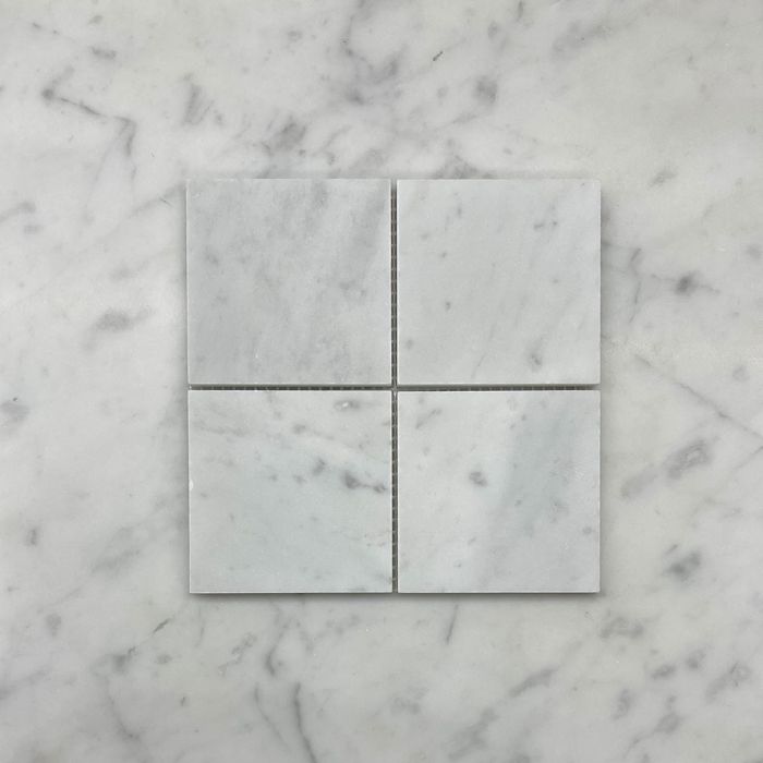 (Sample) Carrara White Marble 3x3 Square Mosaic Tile Honed