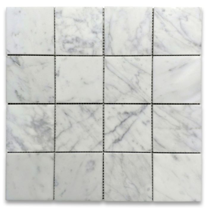 Carrara White Marble 3x3 Square Mosaic Tile Polished