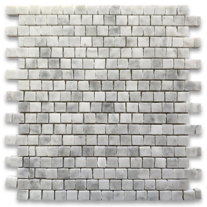 Carrara White Marble 3/4x3/4 Hand Clipped Random Broken Mosaic Tile Polished