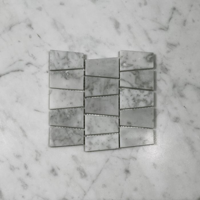 (Sample) Carrara White Marble 2 inch Trapezoid Mosaic Tile Honed