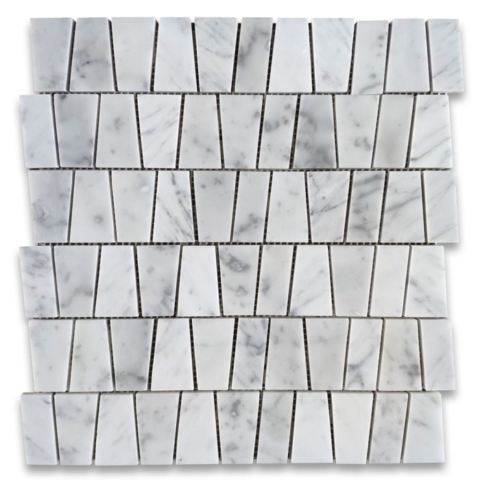 Carrara White Marble 2 inch Trapezoid Mosaic Tile Polished