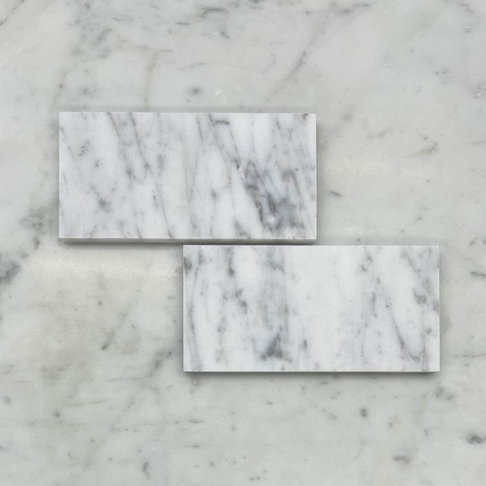 (Sample) Carrara White Marble 3x6 Subway Tile Honed