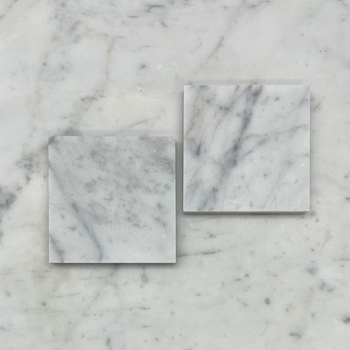 (Sample) Carrara White Marble 4x4 Tile Honed