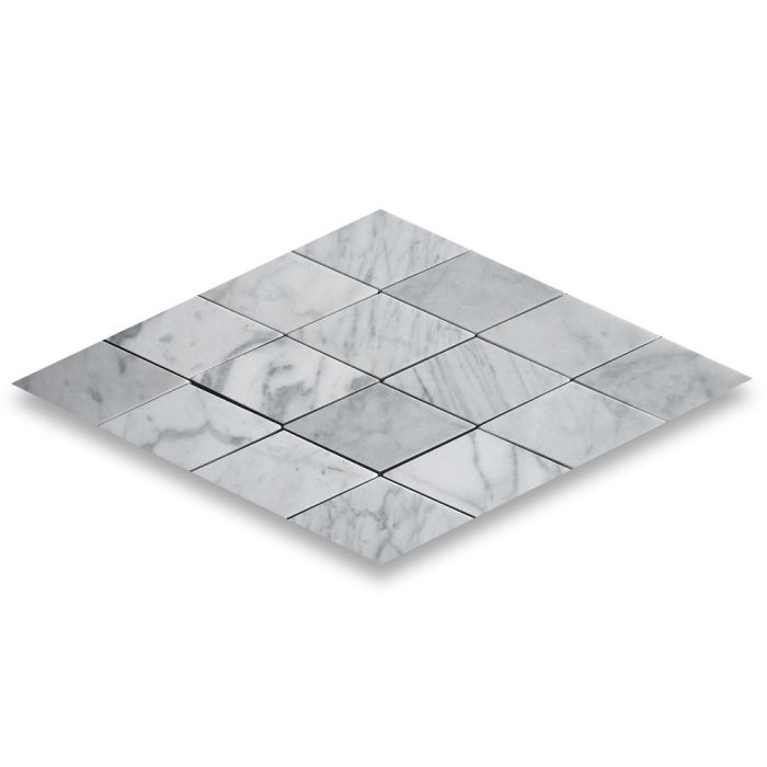 Carrara White Marble 2-1/2x5 Rhomboid Diamond Tile Polished