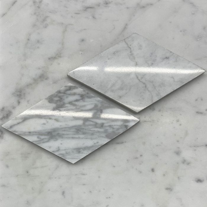(Sample) Carrara White Marble 4x8 Rhomboid Diamond Tile Polished
