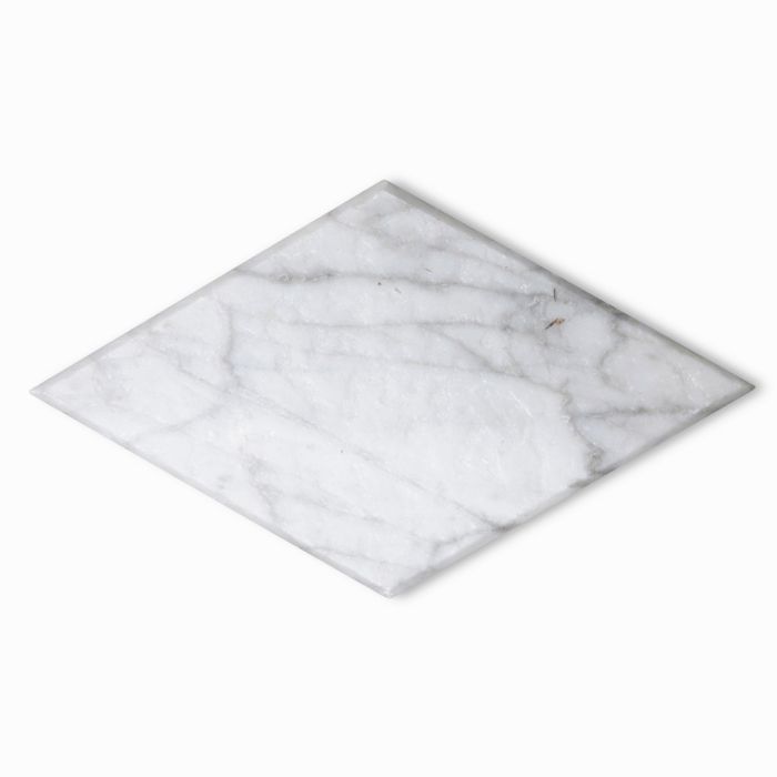 Carrara White Marble 4x8 Rhomboid Diamond Tile Tumbled
