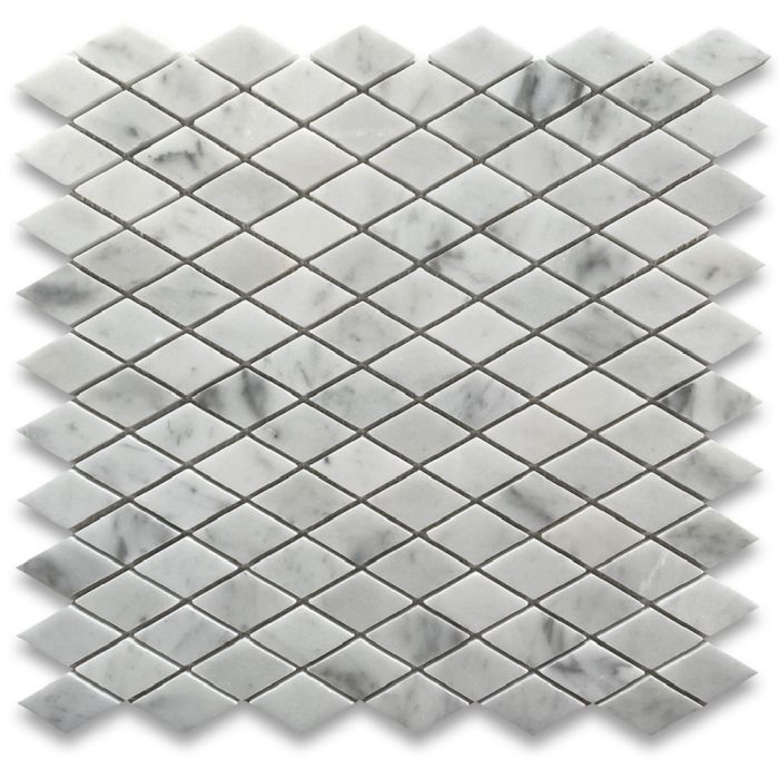 Carrara White Marble 1x1-7/8 Rhomboid Diamond Mosaic Tile Polished