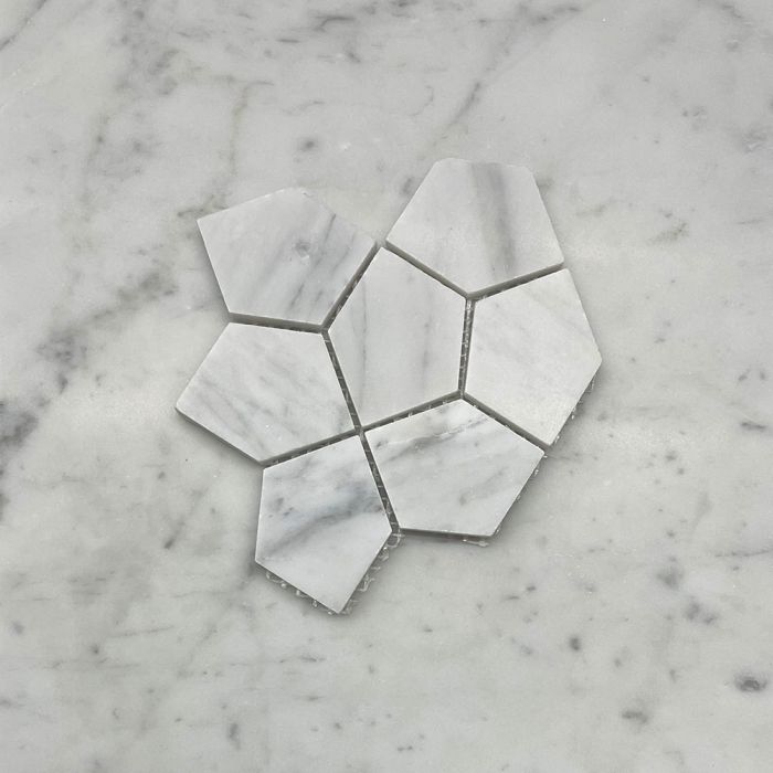(Sample) Carrara White Marble Pentagon Mosaic Tile Honed