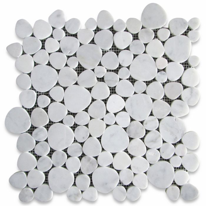 Carrara White Marble Heart Shape Bubble Mosaic Tile Honed