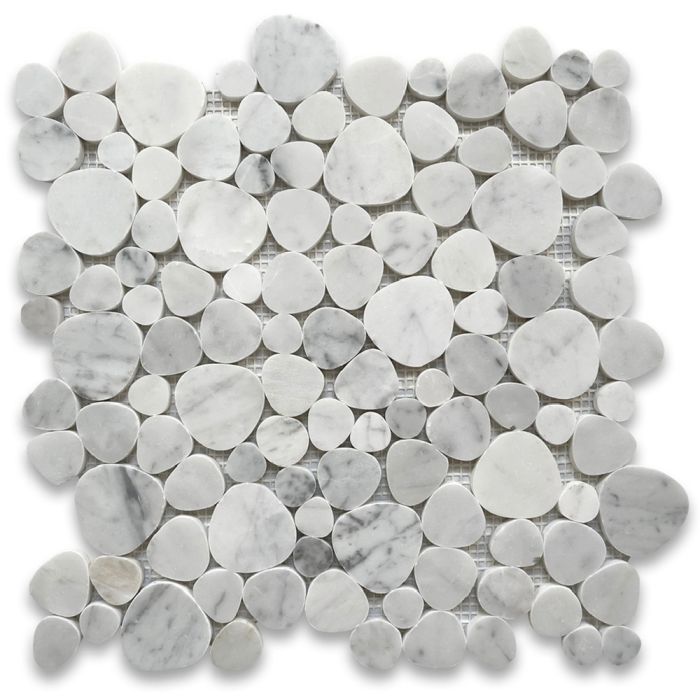 Carrara White Marble Heart Shape Bubble Mosaic Tile Polished