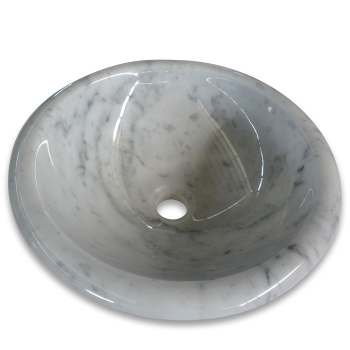 Carrara White Marble 17 inch Round Vessel Basin Sink Polished CS002P