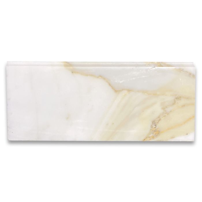 Stone Center Online Calacatta Gold Italian Calcutta Oro Marble Baseboard Trim Molding 5x12 Polished Borghini Bathroom Kitchen Wall Floor Tile
