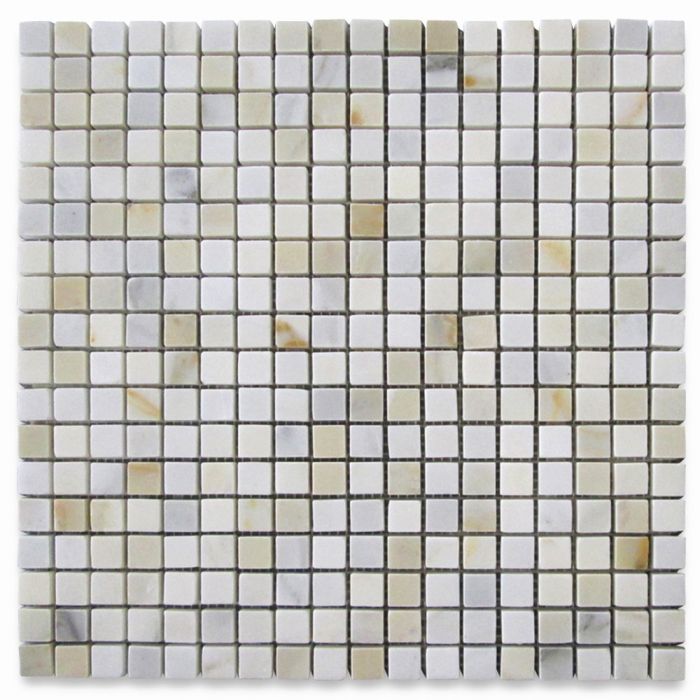 Calacatta Gold Marble 5/8x5/8 Square Mosaic Tile Honed