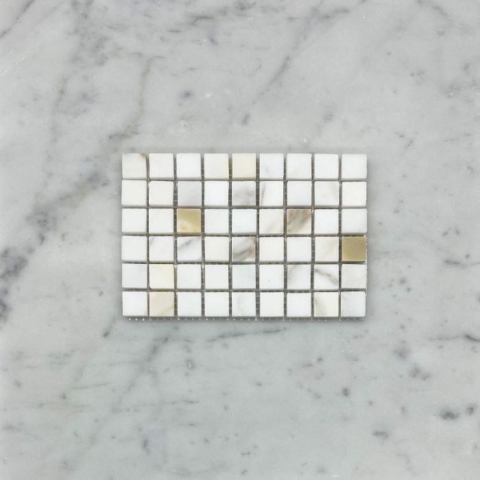 (Sample) Calacatta Gold Marble 5/8x5/8 Square Mosaic Tile Honed