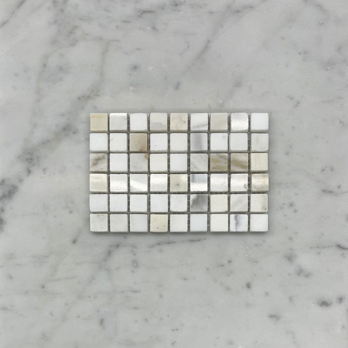 (Sample) Calacatta Gold Marble 5/8x5/8 Square Mosaic Tile Polished