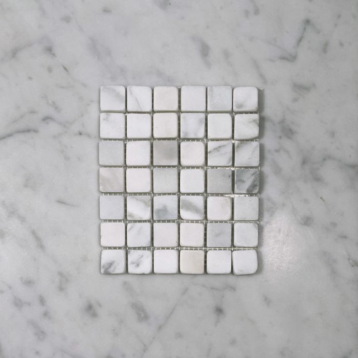 (Sample) Calacatta Gold Marble 3/4x3/4 Square Mosaic Tile Tumbled