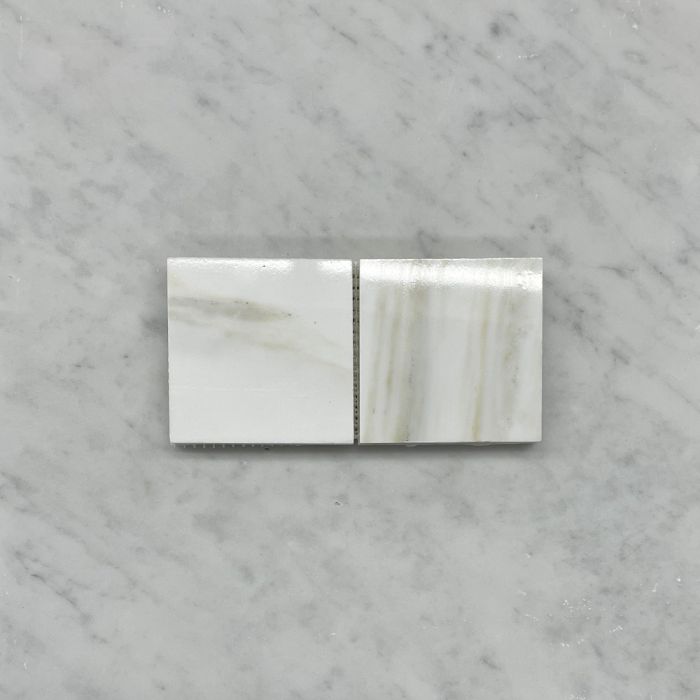 (Sample) Calacatta Gold Marble 3x3 Square Mosaic Tile Polished