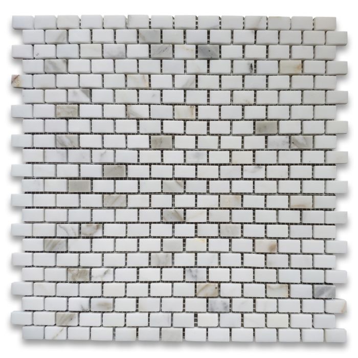 Calacatta Gold Marble 5/8x3/4 Mini Brick Mosaic Tile Polished