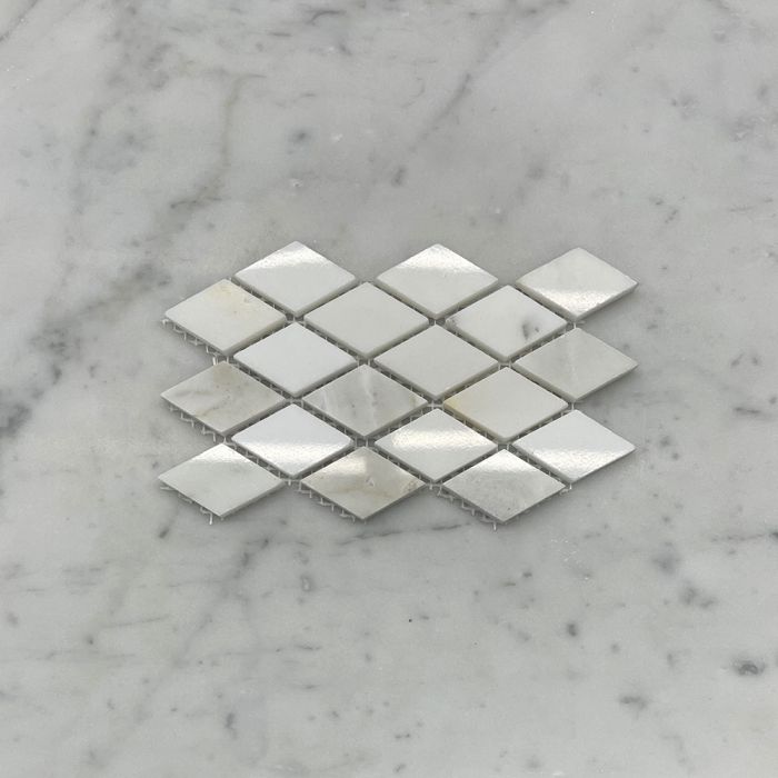 (Sample) Calacatta Gold Marble 1x1-7/8 Rhomboid Diamond Mosaic Tile Polished
