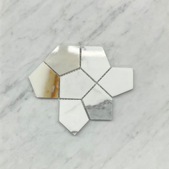 (Sample) Calacatta Gold Marble Pentagon Geometric Mosaic Tile Polished