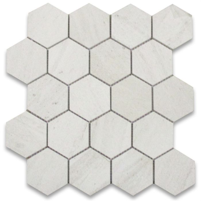 Moleanos Beige Golden Beach Limestone 3 inch Hexagon Mosaic Tile Honed