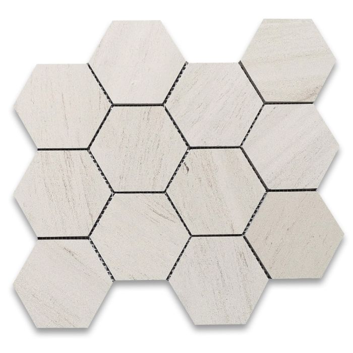 Moleanos Beige Golden Beach Limestone 4 inch Hexagon Mosaic Tile Honed