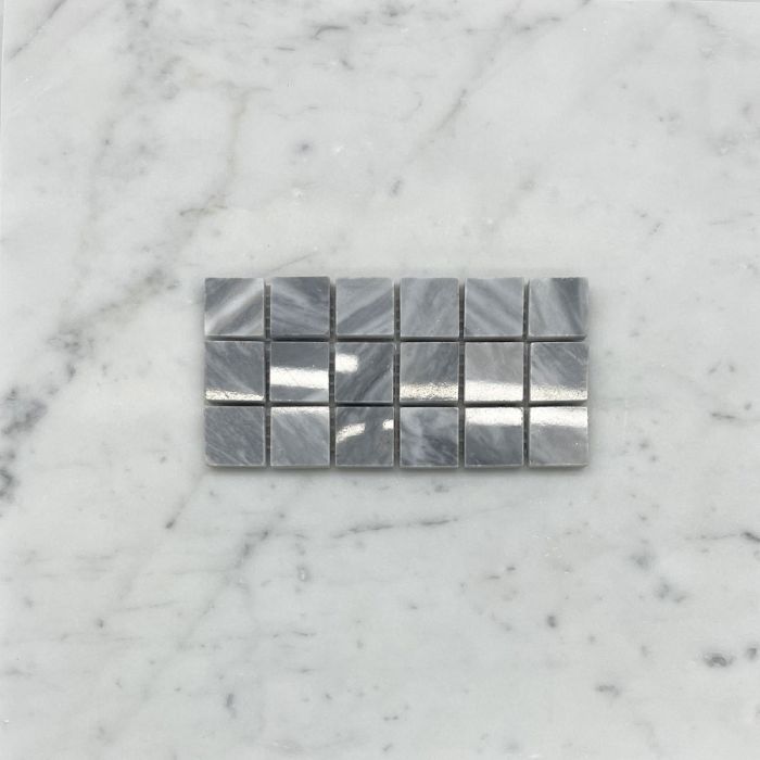 (Sample) Bardiglio Gray Marble 1x1 Square Mosaic Tile Polished