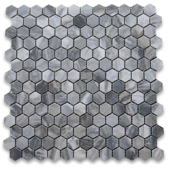 Bardiglio Gray 1 inch Hexagon Mosaic Tile Honed
